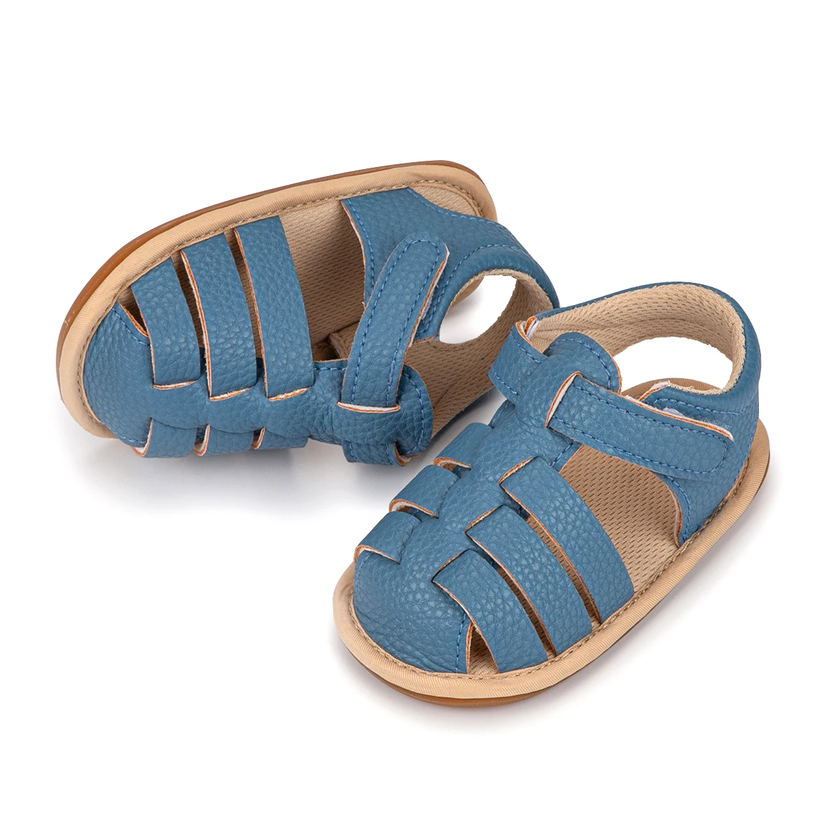 KIDSUN Summer Beach Flats Sandals Pu Leather Baby Boy Girl Shoes Rubber Soft Sole Non-Slip Toddler First Walker Shoes 10-Colors