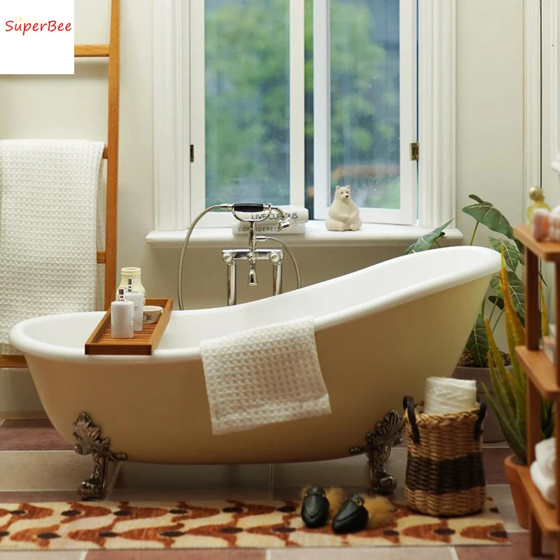 Mini vasca per casa delle bambole/modello vasca da bagno intagliato per casa delle bambole Articoli da bagno in miniatura Accessori per la decorazione di mobili Regali per bambini