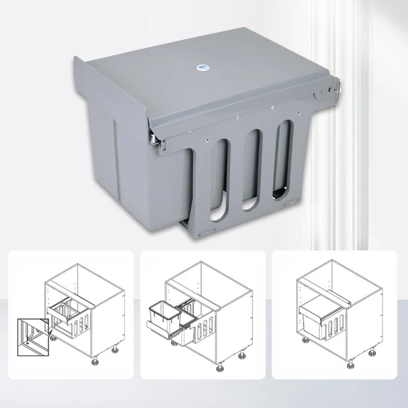 

Кухонный шкаф для скрытого хранения серии 400 с двумя или тремя выдвижными контейнерами для мусора объемом 15 л (пластиковые)