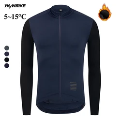 YKYWBIKE 5-15°C Thermal Fleece Winter Cycling Jersey Men Warm Bicycle Clothes Top Shirts Riding Road Bike MTB Jacket biking Coat