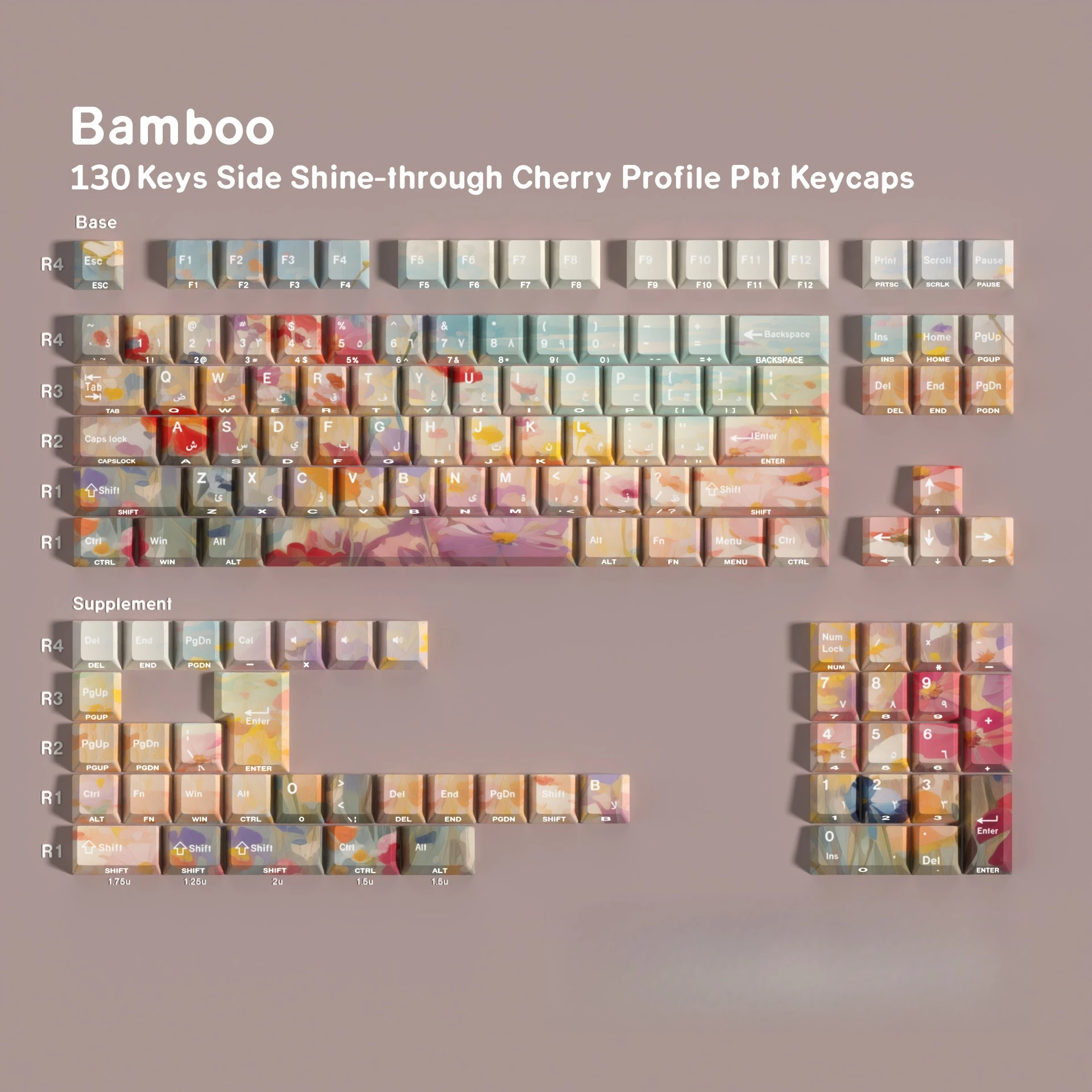 

130Keys Ghibli Garden Dual-Legend Shine-Through PBT OEM Profile Full-Set Keycaps for Mechanical Keyboard KR RU DE FR ES AR