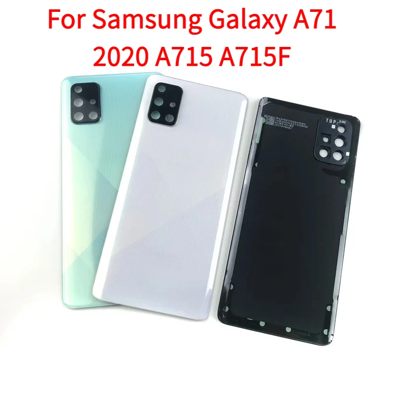 

Корпус для телефона Samsung Galaxy A71 2020 A715 A715F, средняя рамка, задняя крышка аккумулятора, панель, крышка задней камеры, объектив с логотипом