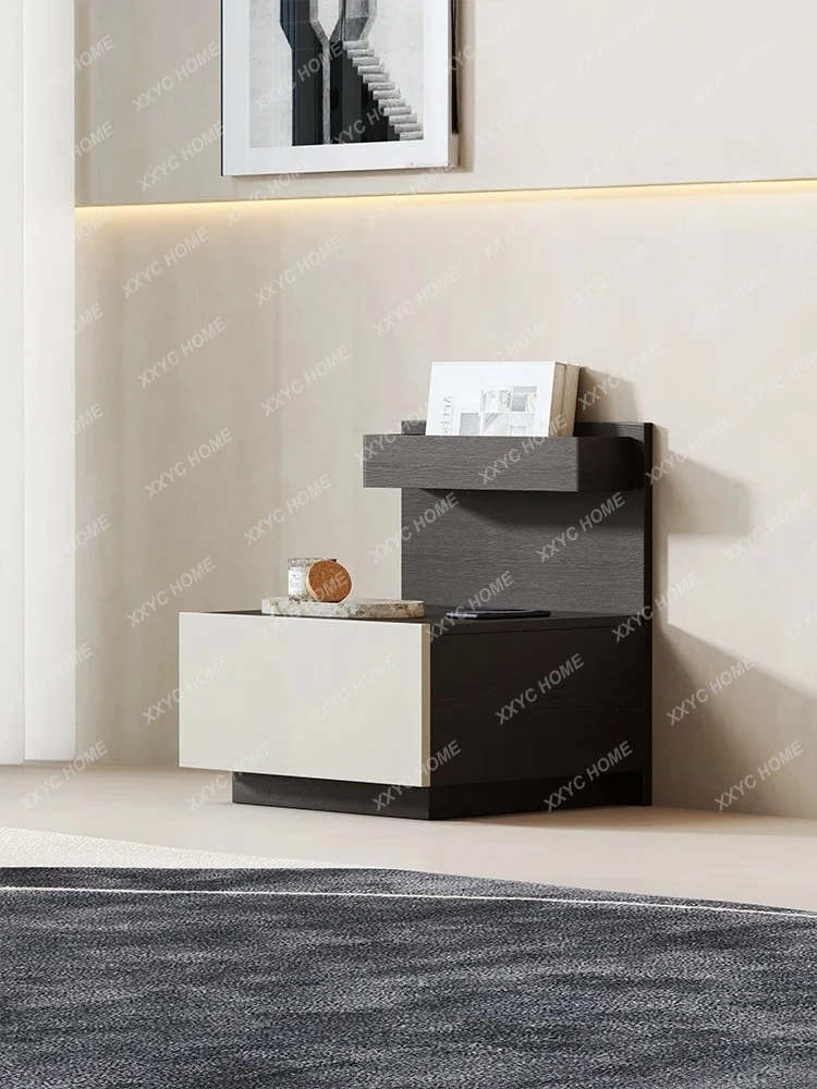 Nordic Smart Wireless Charging Bedside Table Simple Modern Bedroom Retro Storage Locker