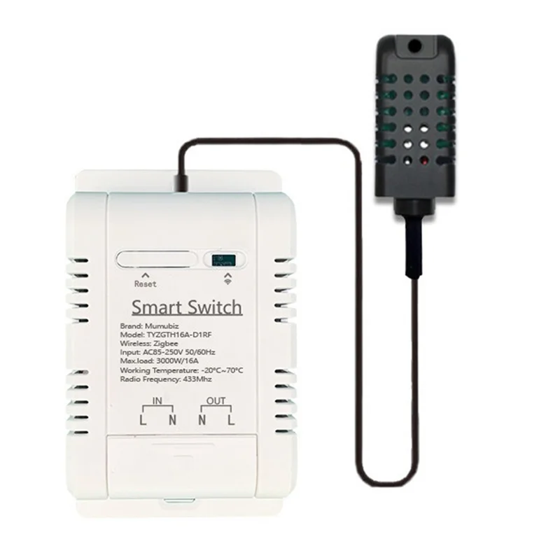 For Tuya Zigbee Smart Switch With Temperature Humidity Sensor 16A 3000W Thermostat For Alexa Google Home Yandex Alice-X64A