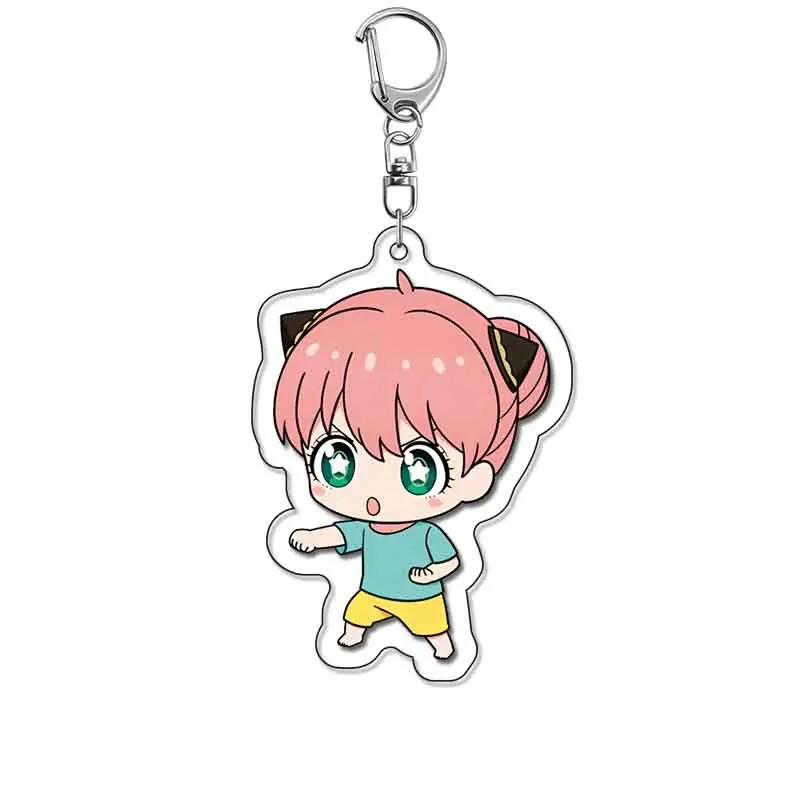 Cute Q Version Anya Forger Anime Characters Acrylic Keychain Ornaments Kawaii Cartoon Girly Heart Charm Jewelry Pendant Keyring