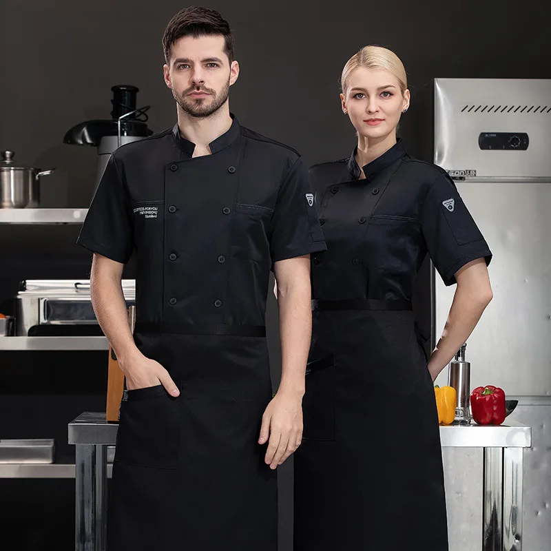 Uniforme de travail de cuisine de Restaurant d'hôtel, veste de Chef à manches courtes, manteau de cuisine blanc d'été pour boulangerie et pâtisserie