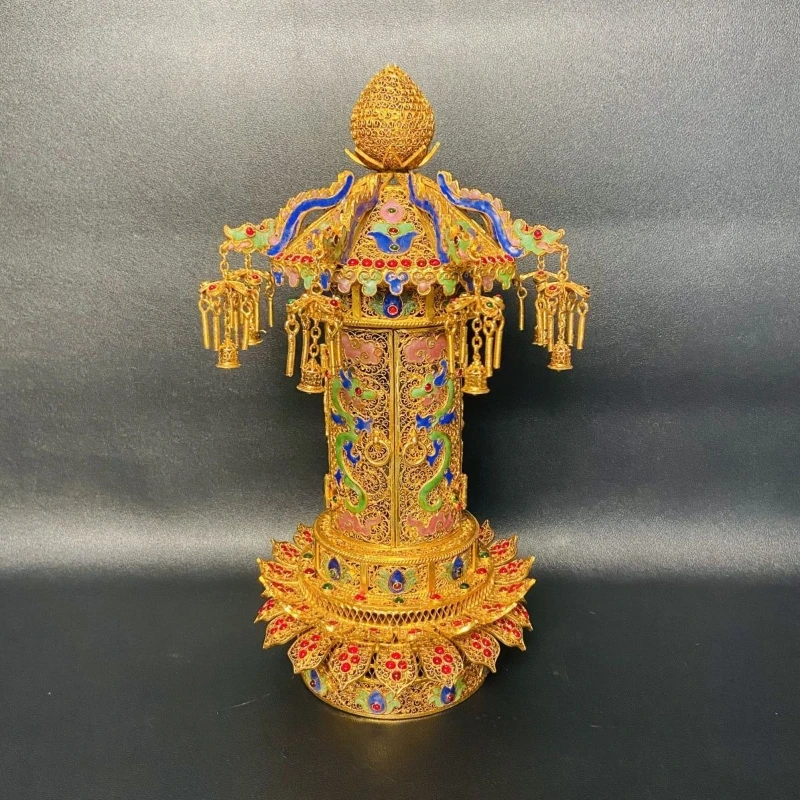

Antique lotus stupa pure hand-woven inlaid collectible ornament
