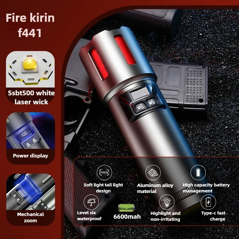 

6600mAh High Power Aluminum Alloy Flashlight White Laser LED Laser Cannon Long Range Adjustable Focus Zoomable Torch
