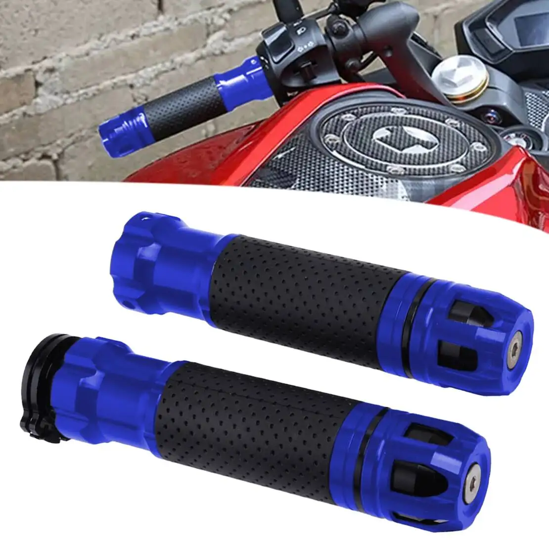 

1 Pair 7/8" 22mm Universal Motorcycle Rotatable Throttle Handlebar Handle Bar Aluminum Alloy Hand Grips Blue
