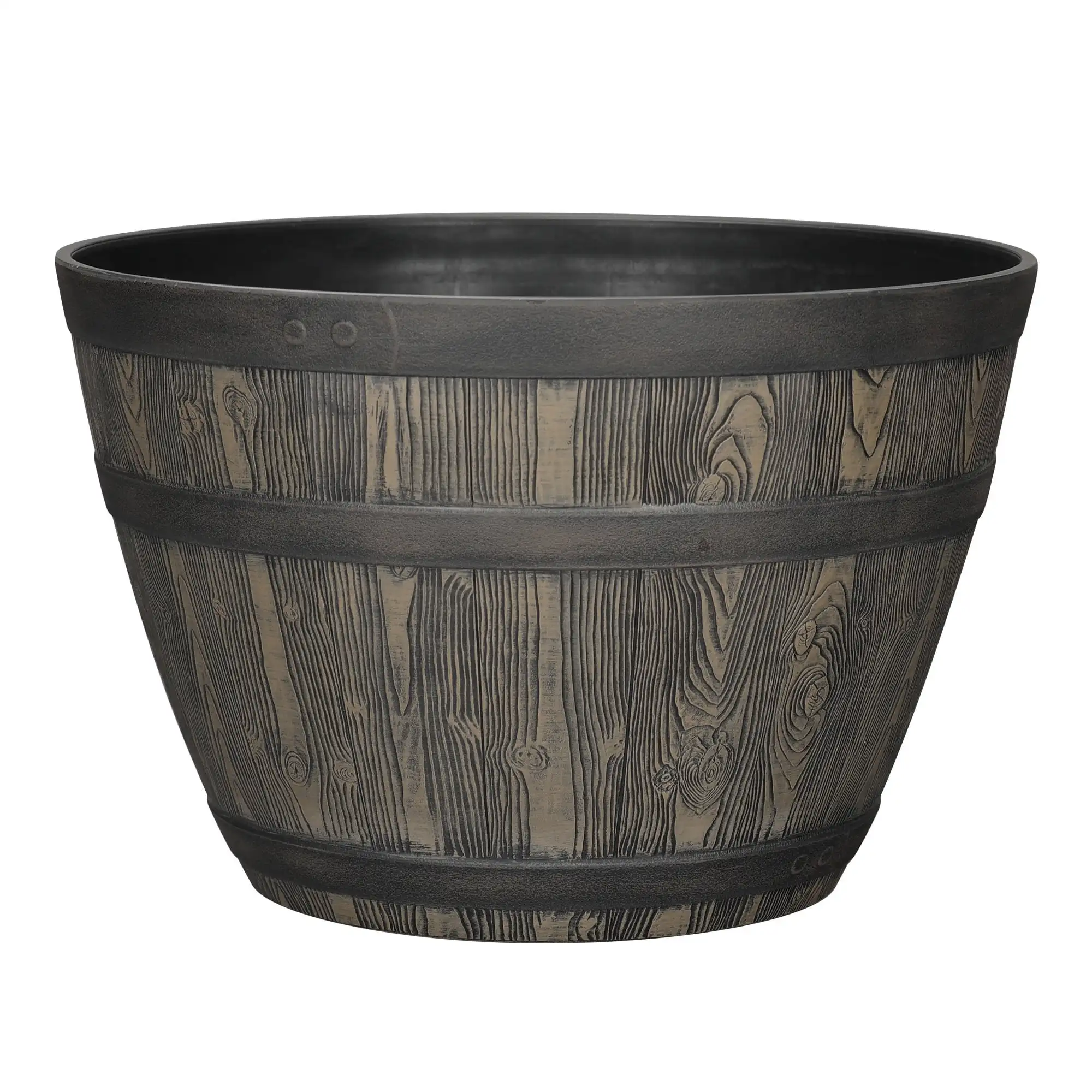 

Maceta de Resina Color Barril de Whiskey, 15,8 x 15,8 x 10,3 дюйма