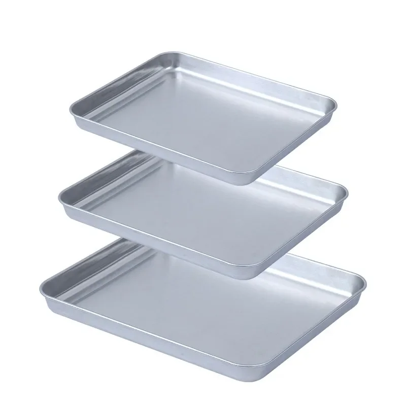 304 Stainless Steel Food Storage Tray with Cooling Rack BBQ Grid Bakeware Nonstick Cake Pan Fruit Pastry Plates Kitchen Tools