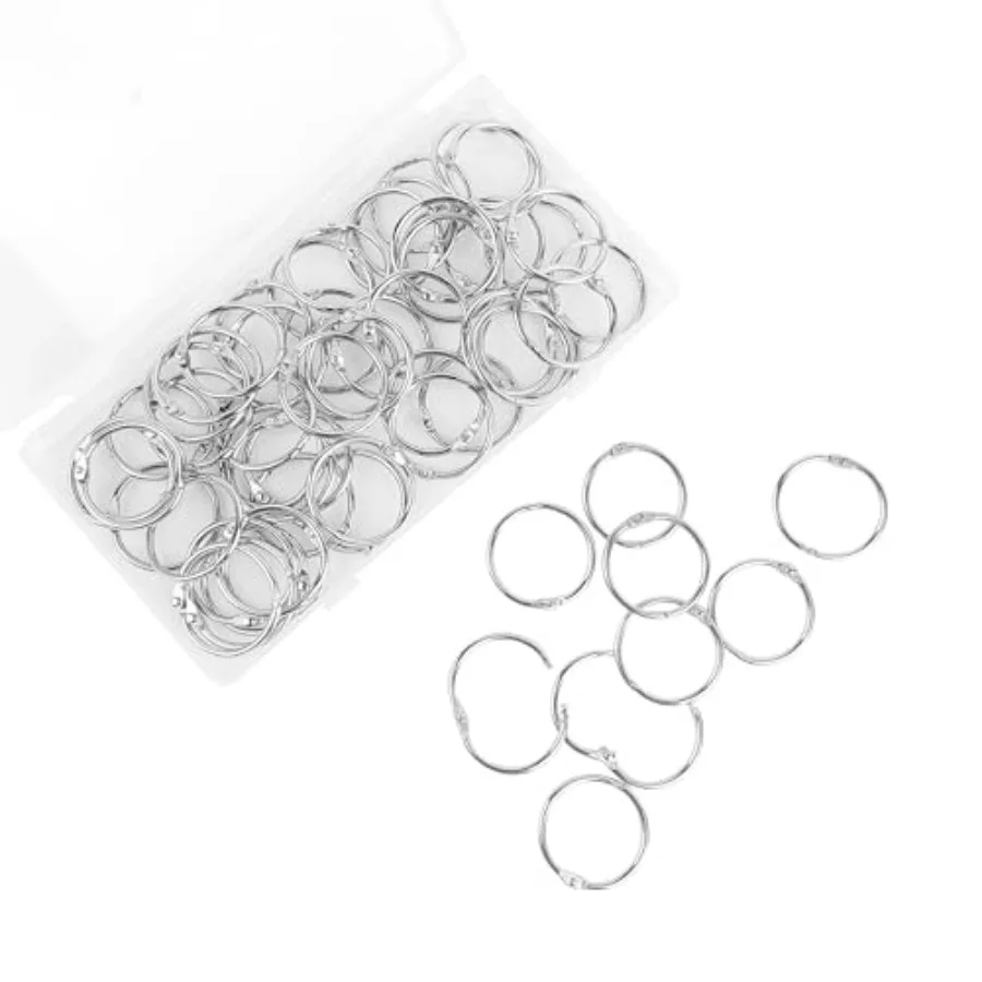 

Binder Rings 1-Inch 60 Pack,Loose Leaf Binder Ring with Metal Nickel Plated for Key, for Index Cards and School Sliver