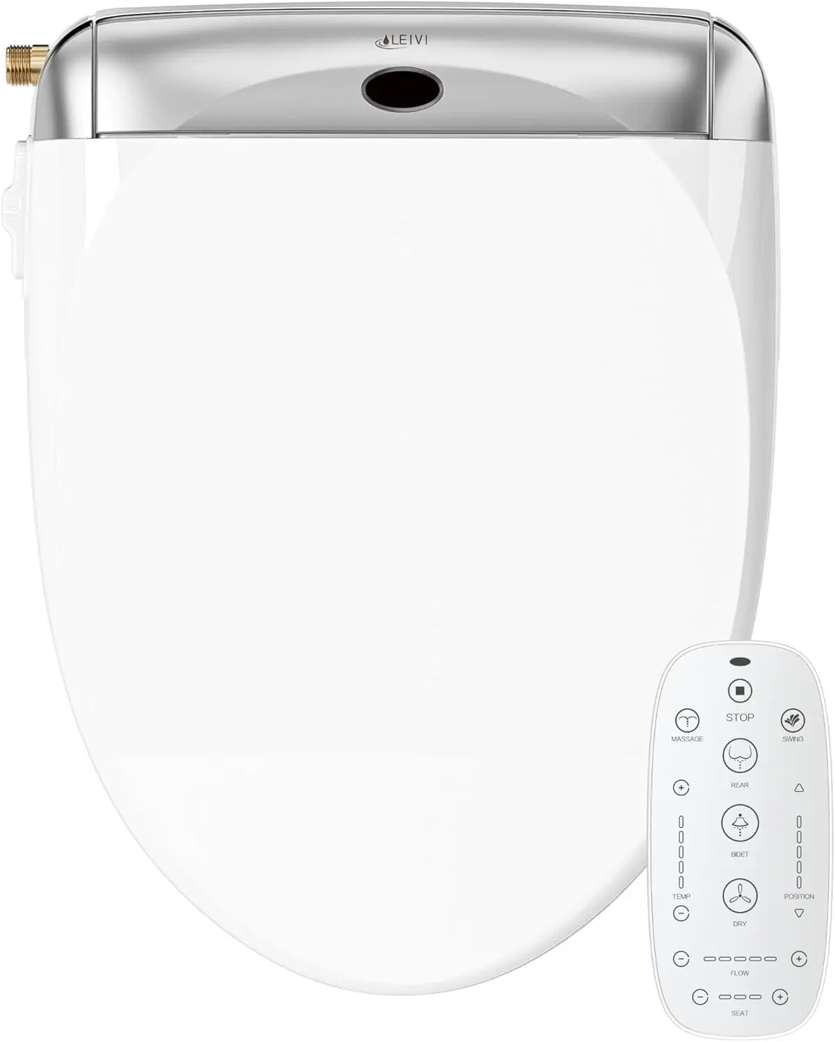 Toilet Seat with Wireless Remote and Side Panel, Multiple Spray Modes, Adjustable Heated Seat, Warm Water and Air Dryer