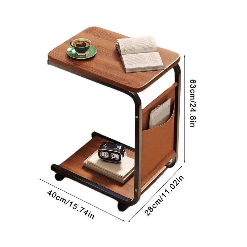 C Shaped End Table Small Side Table For Living Room Double Layer Movable Side Table For Sofas Living Rooms Bedside Areas image 6
