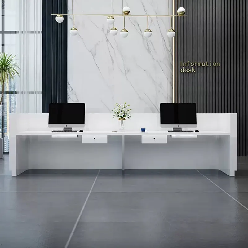 White Beauty Reception Desks Shop Modern Bar Luxury Industrial Restaurant Reception Desks Display Escritorio Lounge Furniture 4
