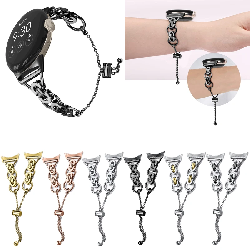 Tali Baja Tahan Karat Tanpa Celah untuk Google Pixel 3 41Mm Gelang Jam Aksesori Jam Tangan Pintar Tali Berlian untuk Pixel 2 1 Tali Jam Tangan