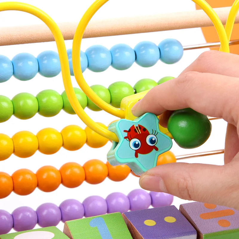 Wooden Montessori Math Toys Multifunction Abacus Toys Around Beads Early Learn Teaching Aids Educational Toys For Children Gift