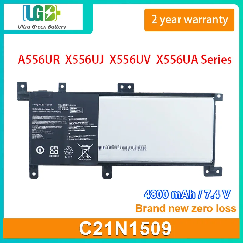 

UGB New C21N1509 Laptop Battery For ASUS FL5900U A556U X556UV X556UA A556UR6200 FL5900U6500 Series 7.6V