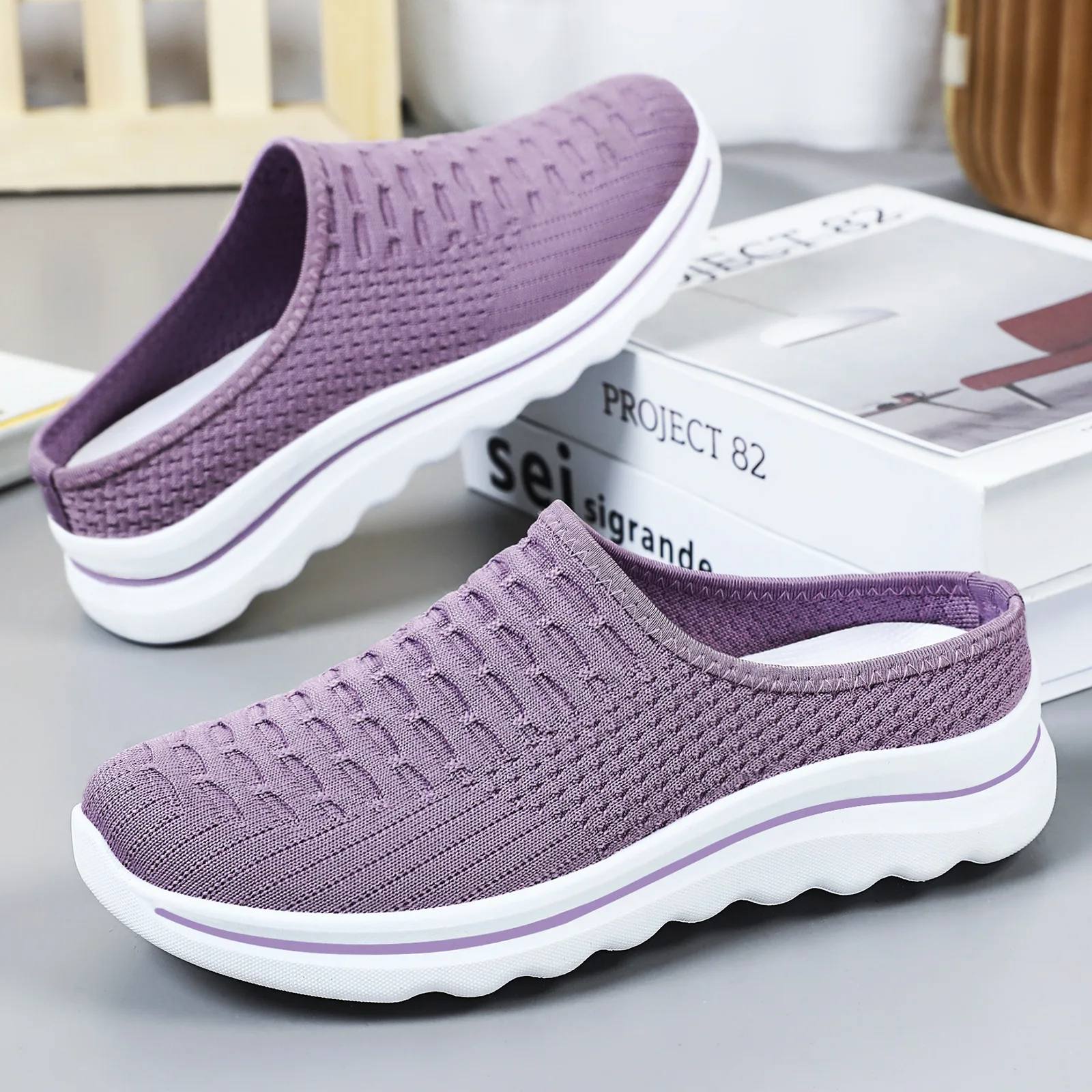 Summer Women Flat Slippers Half Slippers Mules Designer Comfortable Woman Shoes Fashion Ladies Hollow Out Outdoor Sandals view 2