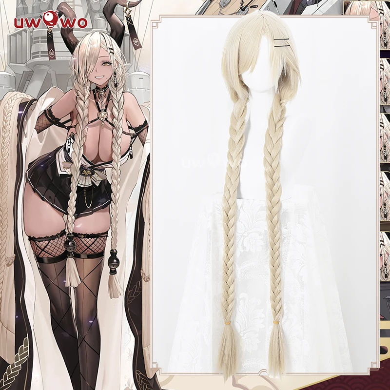 

UWOWO Azurr Lanee IJN Owari Sheep Wig Women 18+ Sexy Cosplay Wig Long Hair With Ponytail