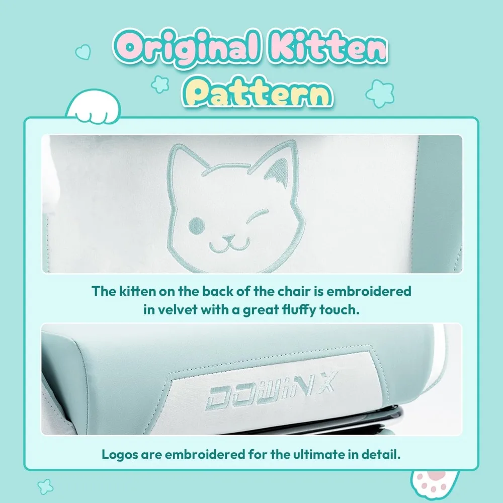 كرسي ألعاب Dowinx لطيف مع آذان قطط ودعم قطني للتدليك، كرسي كمبيوتر مريح للفتيات مع مسند للقدمين ومسند للرأس، #4