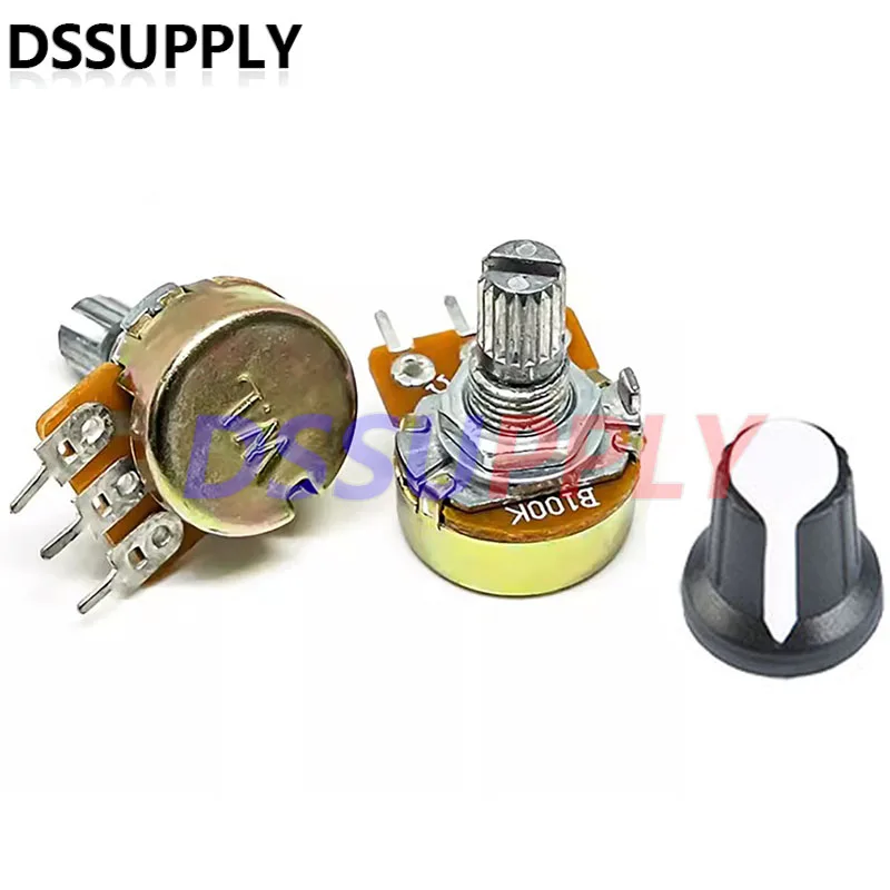 3 دبوس مقياس الجهد الدوار الخطي المقاوم لاردوينو ، 1K 10K 20K 50K ، 1M أوم 15 ، مع غطاء أبيض AG2 ، 5 مجموعات #1