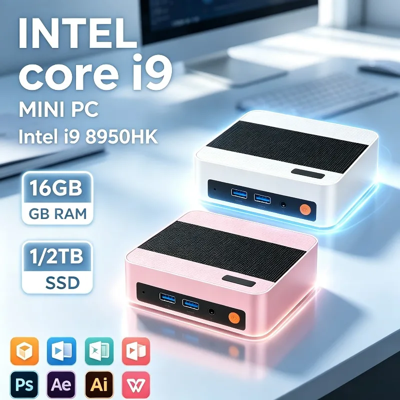 Intel Core i9 8950HK Windows 11 Mini PC 16GB RAM 1/2TB SSD WIFI 6 BT5.2 4K 60Hz HD  Portable Mini Gaming Office Study Pc