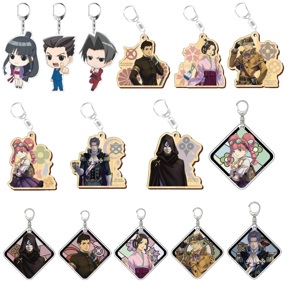 Anime The Great Ace Attorney Chronicles HD Figurel Q Edition Acrylic keychain ​​​For Fans Gifts Ornaments Collection About 6cm