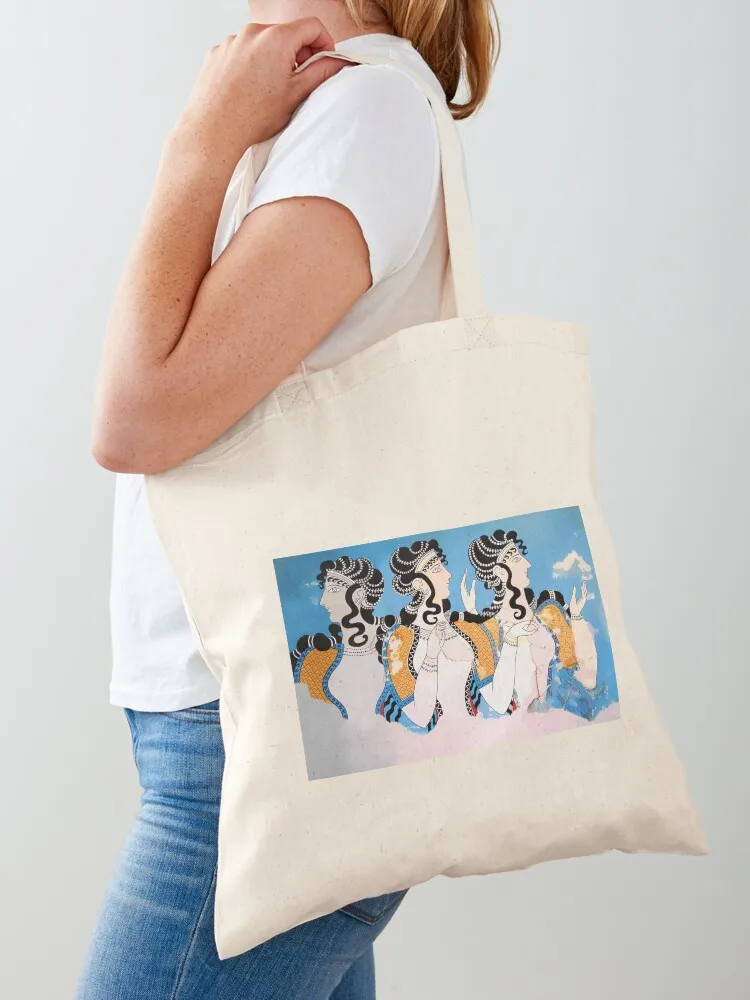 

Minoan Ladies in Blue Fresco Art Tote Bag Lady bag Shopping bags bags woman 2025 foldable reusable bag