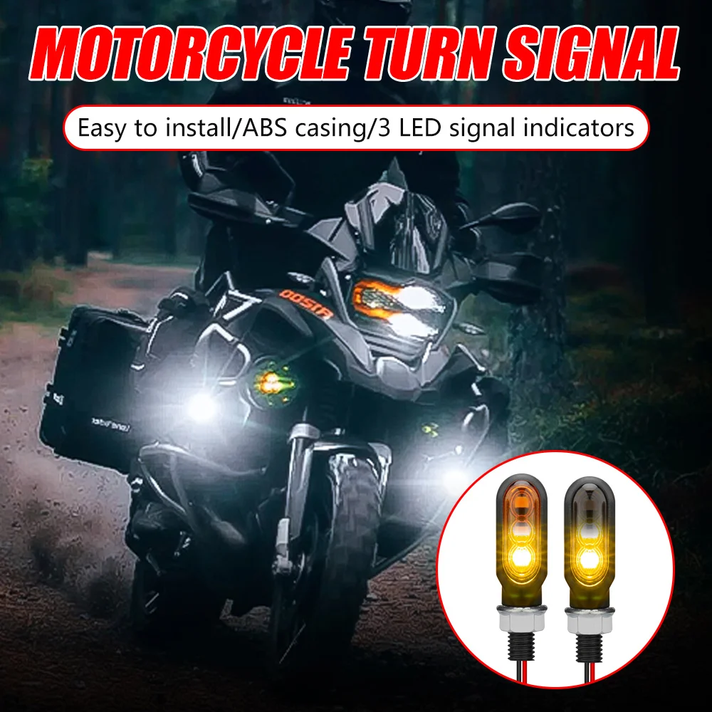 2pcs Motorcycle LED Turn Signal Light Amber Flashing Light Blinker Turn Signal Lamp 12V Moto Indicator Waterproof Tail Light