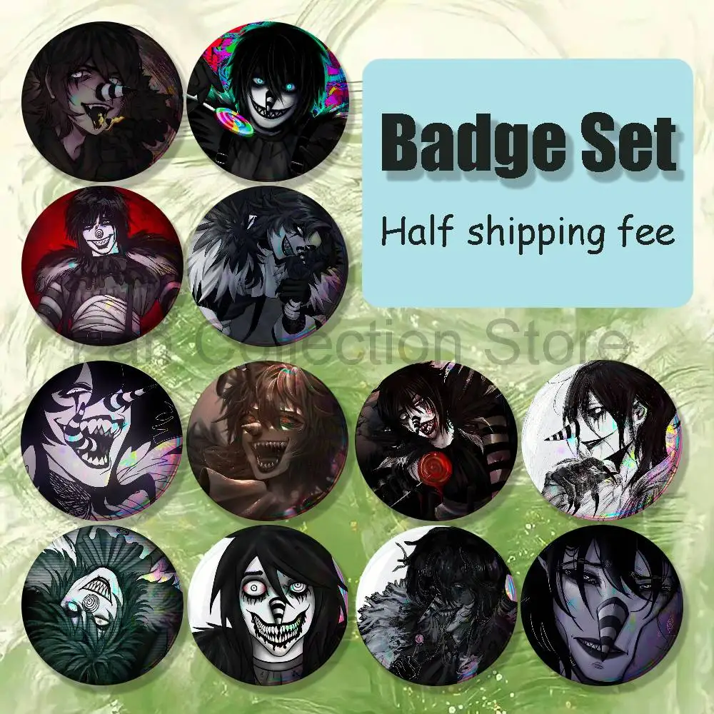 C-Creepypasta Laughing Jack 4-piece set Enamel Pins Anime Badge Fashion Jewelry Accessories Round Snap-in Brooch on Backpack