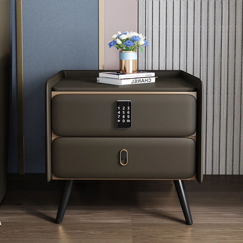 AIROW Luxury Smart Nightstand  3‑Drawer Bedside Cabinet with Fingerprint Reader, Custom Original Logo Support for Bedroom