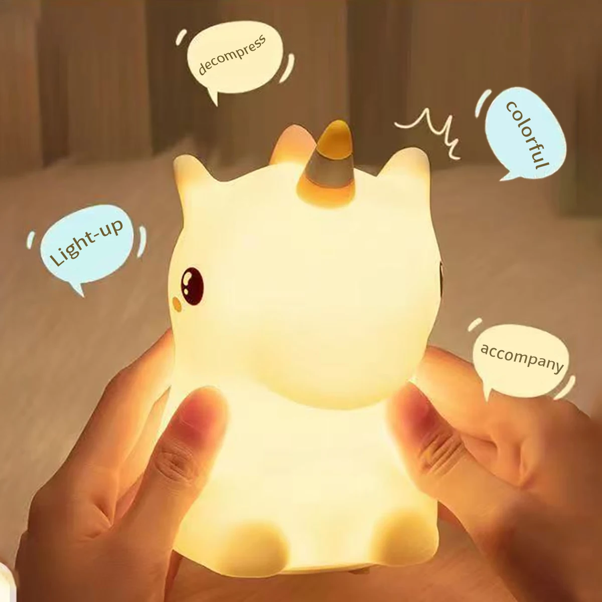 1 قطعة ضوء ليلي لطيف على شكل وحيد القرن، مصباح ديكور Led، 7 ألوان قابلة للتعديل، تحكم باللمس، مناسبة لغرفة النوم، الغرفة، مصباح طاولة صغير، مصباح ديكور للغرفة المحمولة، هدية للفتيات