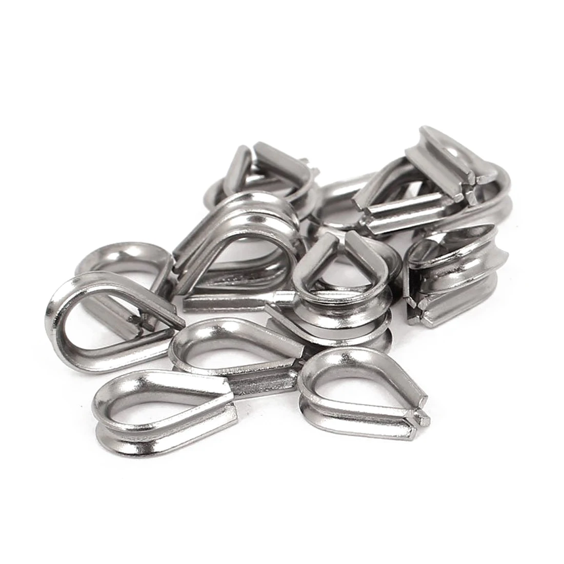 Stainless Steel 2mm Wire Rope Cable Thimbles Silver Tone 20 Pcs