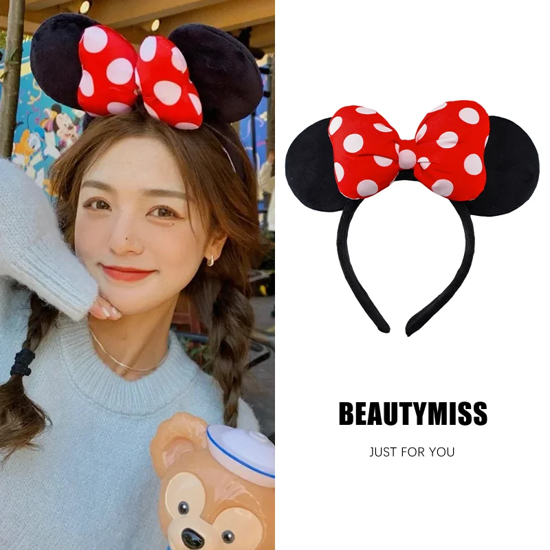 2024 Hot Sales Disney Mickey Minnie Mouse Ears Headband for Girls Women Festival Party Travel DIY Hair Accessories Gift