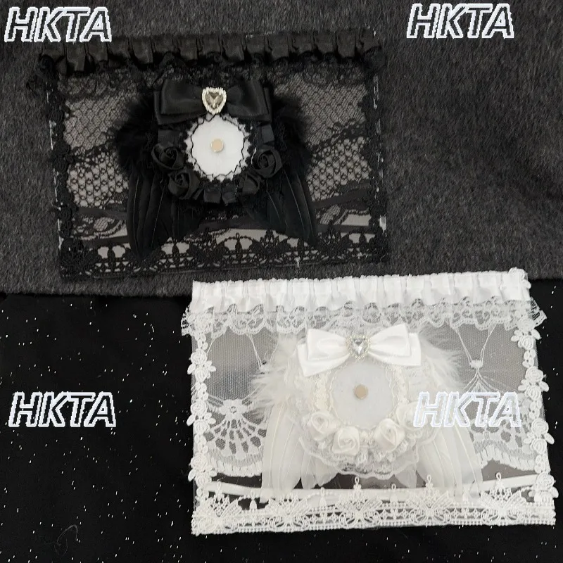 Finished Ita Board Women Black Gothic Punk Style Rose Lace Ita Board Badge Holder Cute Transparent Base Plate Backpack Accessory