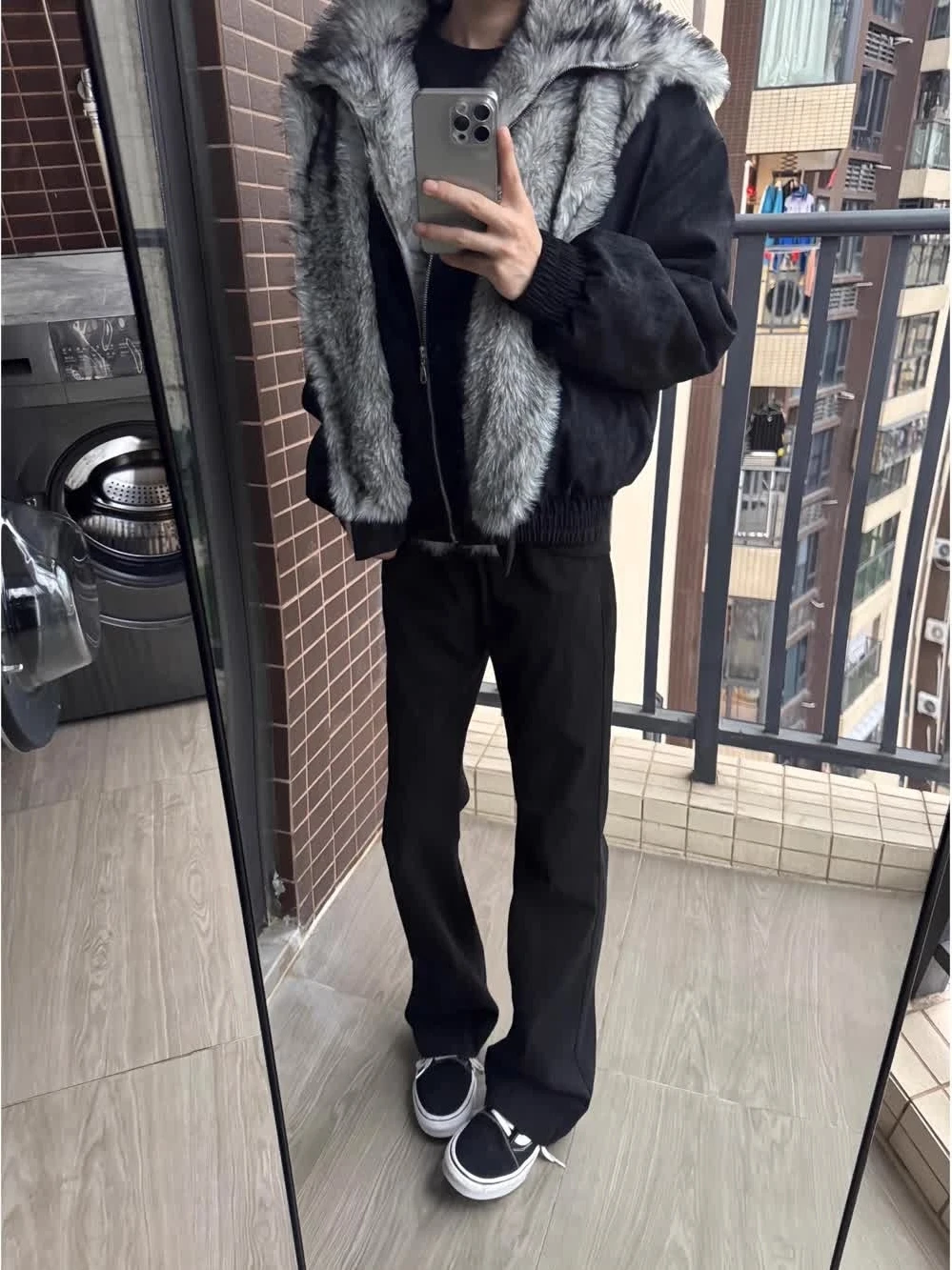 

Black Cleanfit American High Street Flared Denim Jeans Men's Autumn Winter Thickened Fleece Slim Straight Leg Conceal Meat Pants