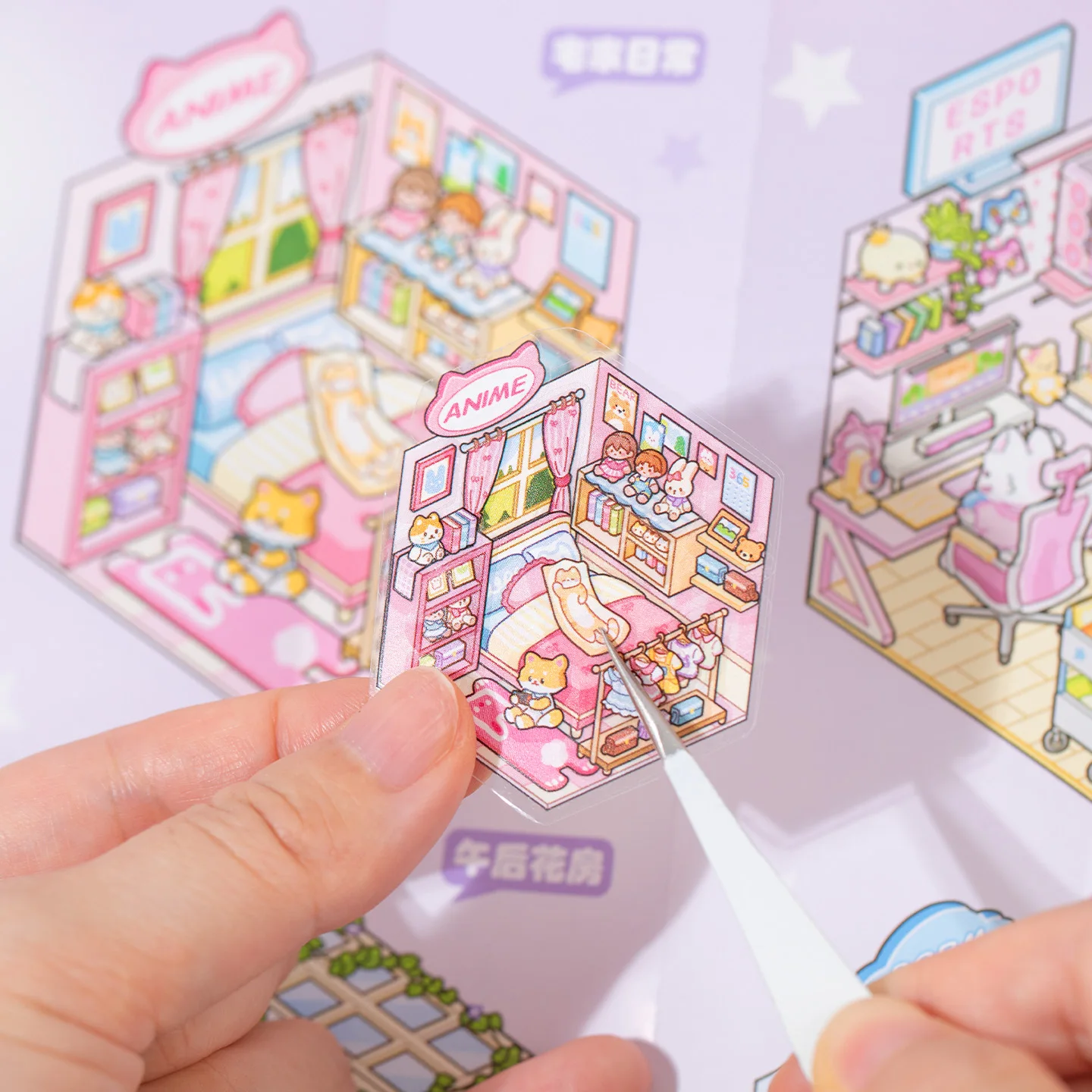 Kawaii Cabin Crisis 3D Dream Flower House Landscape Sticker book DIY Pocket Cabin Scene Christmas gifts ﻿ ﻿
