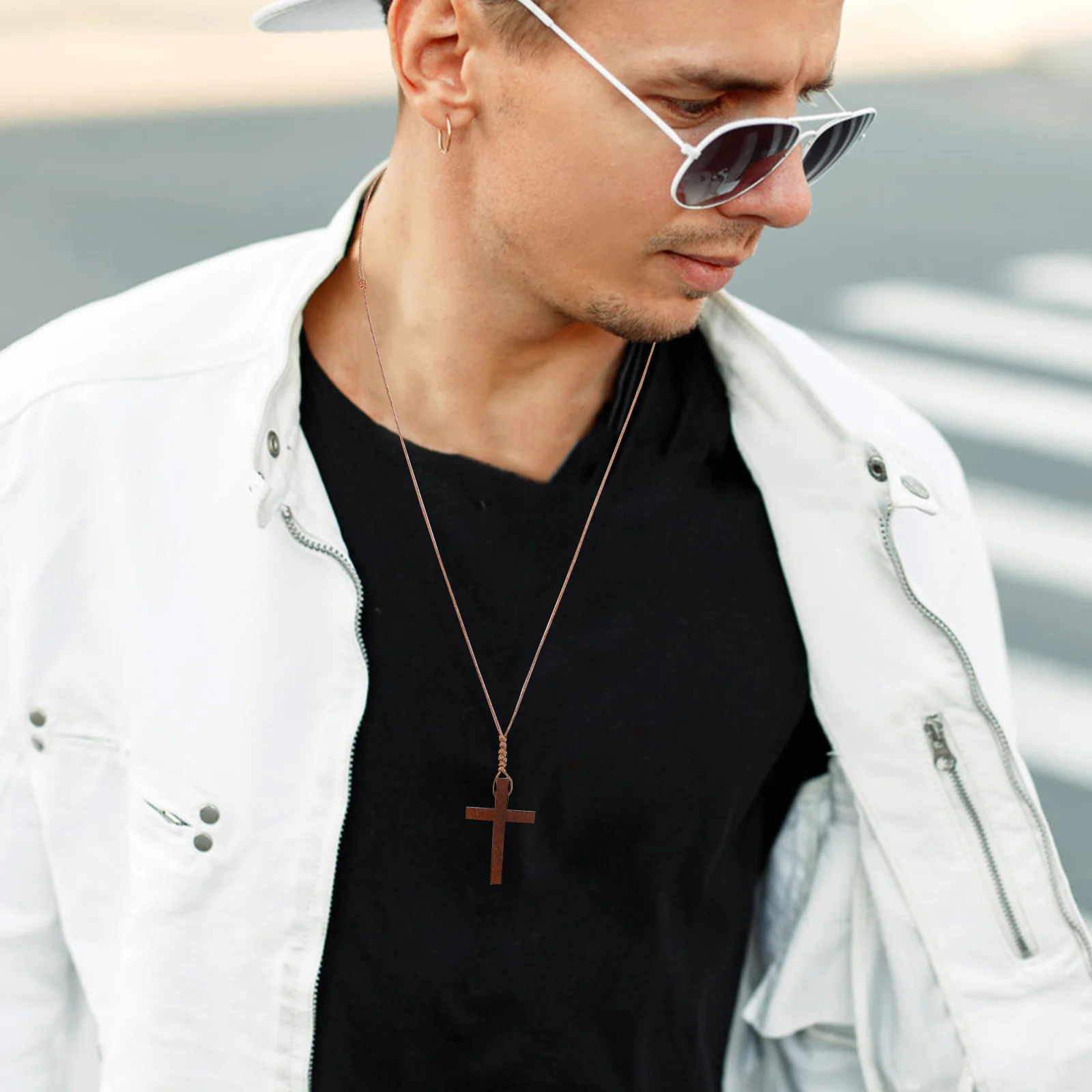 6Pcs Wooden Cross Pendant Necklace Christian Jewelry Natural Wood Crucifix for Men Women Car Rear View Mirror Decoration Prayer