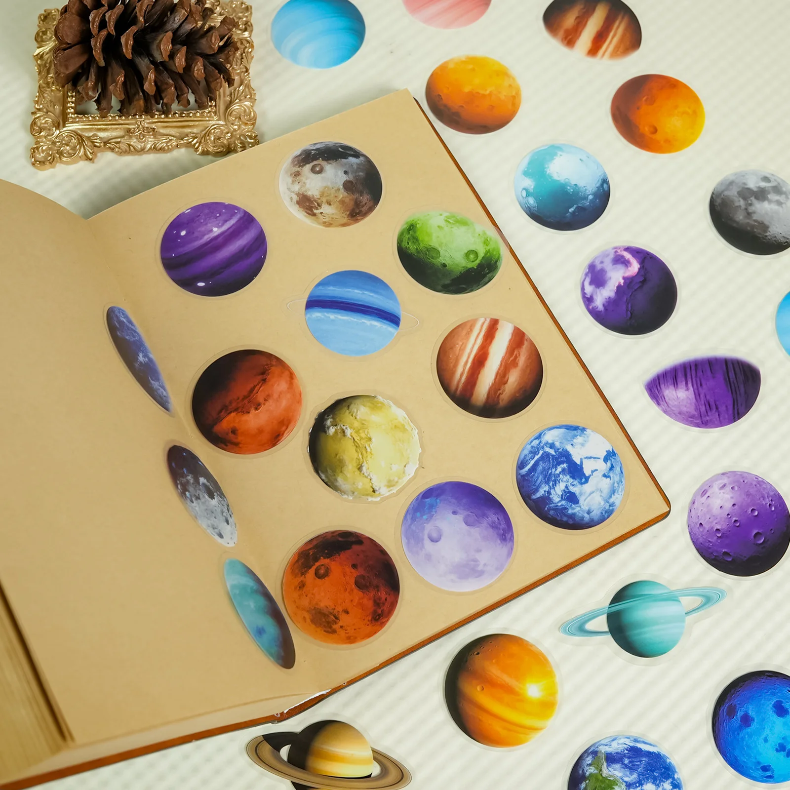 56pcs Creative Space Planet Stickers Transparent High-definition Colorful Planet Sticker Kids Gifts Happy Birthday Party Decor