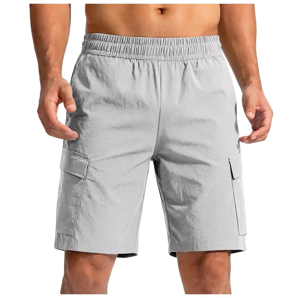 

Men's Sports Casual Shorts Fashion Loose Straight Cargo Shorts Summer Beach Running Short Pants Elastic Waist Jogging Shorts