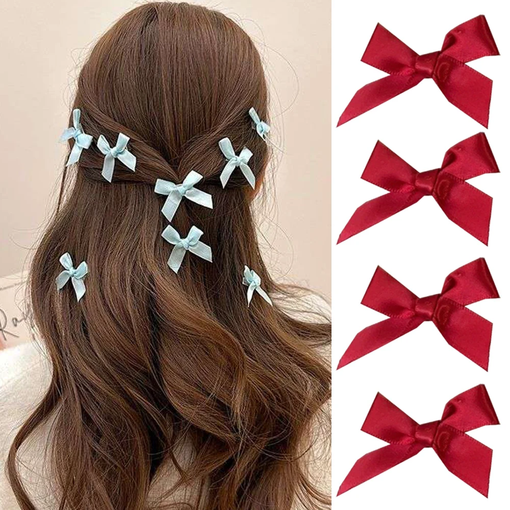 1PC Sweet Girls Bow Mini Bows Metal Hairpin Hair Clips Headwear Barrettes Handmade Ribbon Bowknot Kids Fashion Hair Accessories