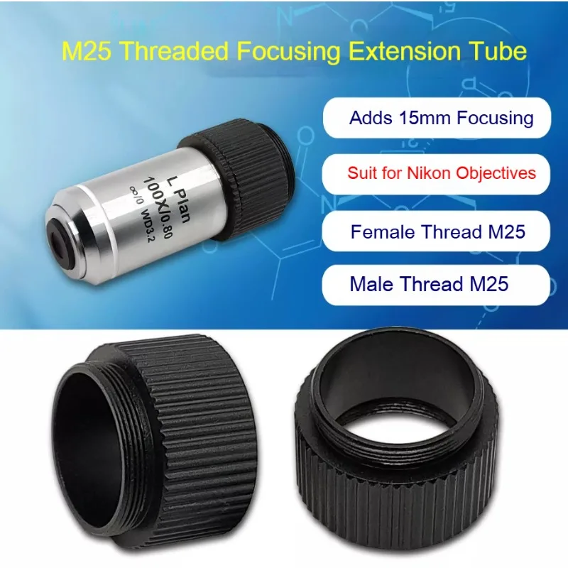 Adapter Ring M25 Female To 25mm Male 15mm Parfocal Extension Ring for Nikon Converter for Lens Objective Camera 1PC