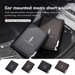 Leather Car Men Short Purse Brand Large Capacity Bifold Wallet For Lincoln Aviator Navigator Continental Nautilus Flyer Corsair