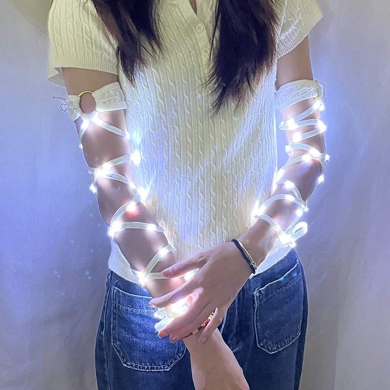 Auffällige 1 Paar LED-Blinkende Armbänder, Sexy Leuchtende Arm- und Beinriemen für Bar-Partys, Damen-Tanzkleidung, Handaccessoires und Zubehör