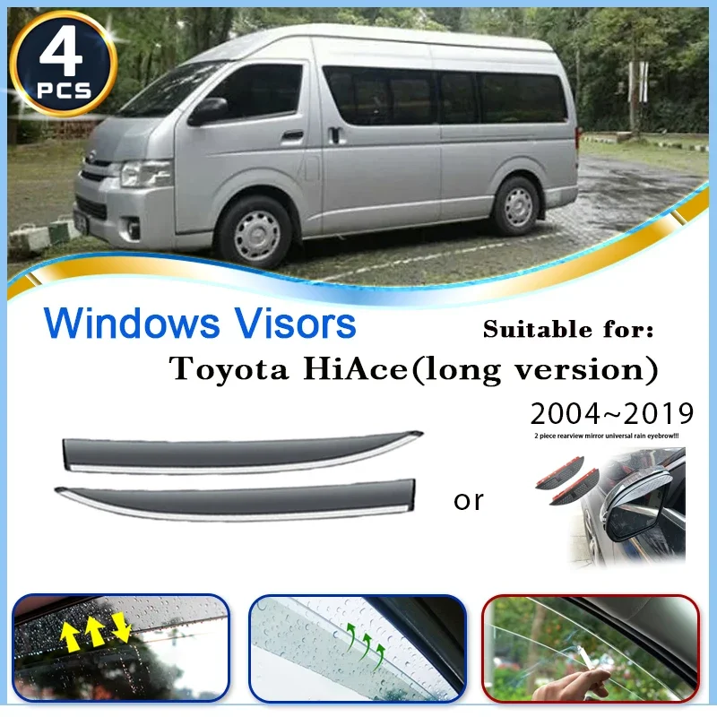 

Window Visor Rain Guards For Toyota HiAce Commuter High-roof LWB H200 2004~2009 Car Rain Deflectors Windshields Auto Accessories