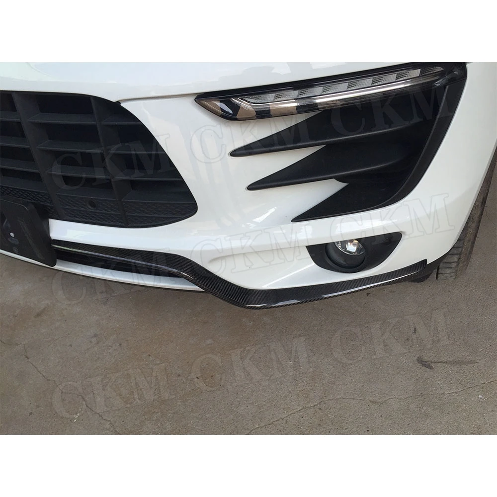 

2PCS Carbon Fiber Front Bumper License Plate Trim Air Knife Strips For Porsche Macan 2014-2017 Beard Decoration Trims