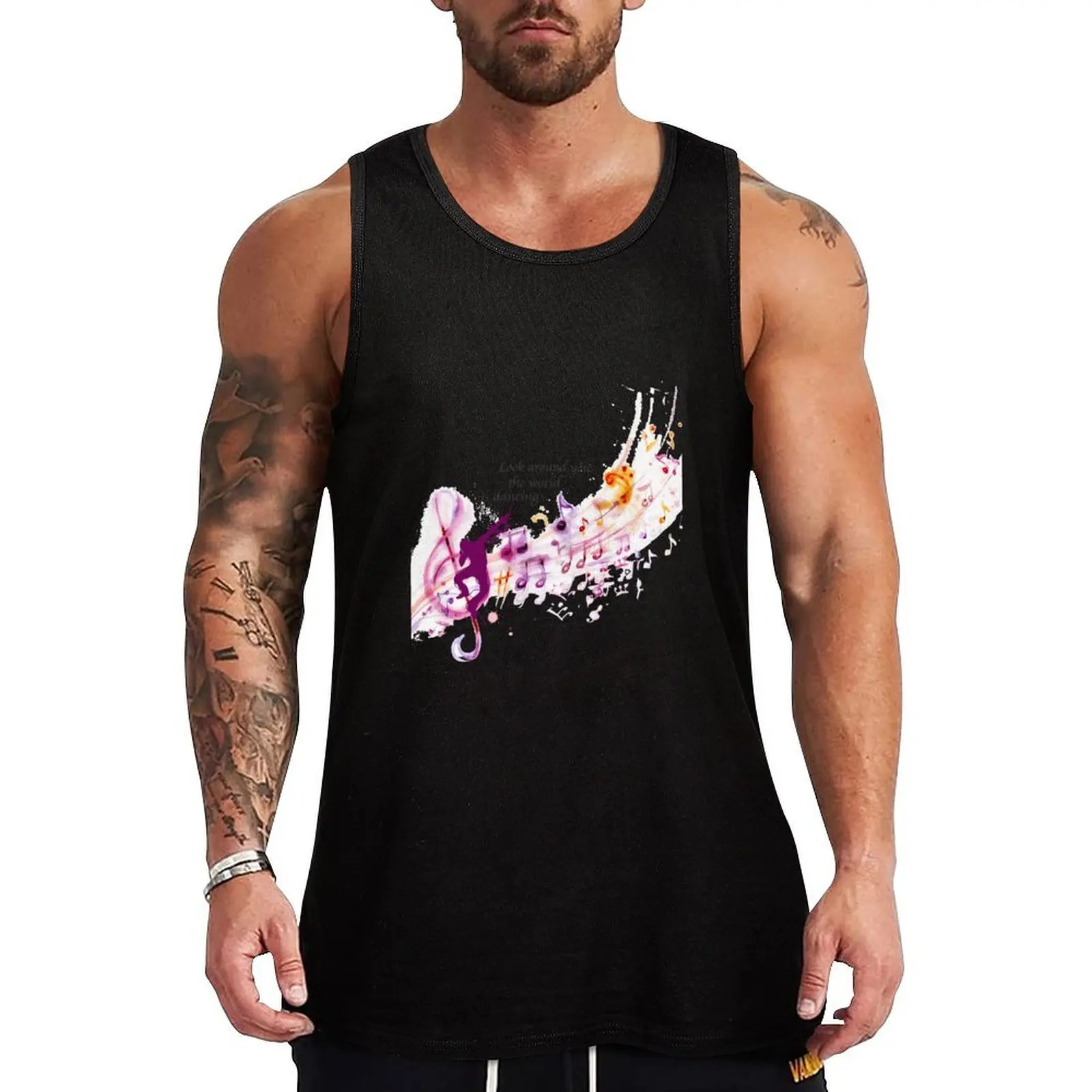 Musical Note Tank Top Flexible Comfort Tank Top Stretch Fabric Casual Wear