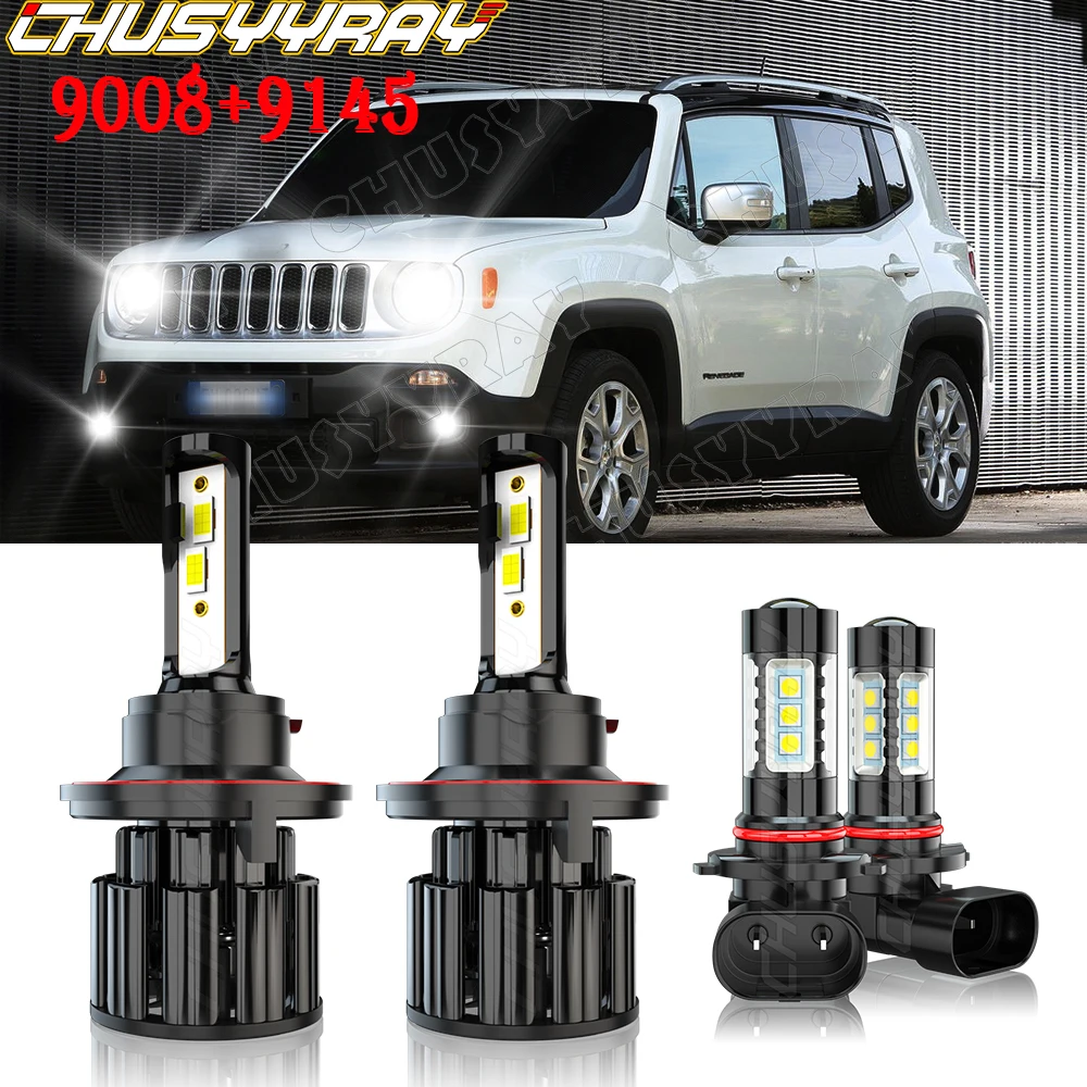 

CHUSYYRAY 9008 LED Headlight Hi/Lo 9145 9005 Fog Light 4X Bulbs Combo Compatible For Jeep Liberty 2008-2012 Led Light For Car