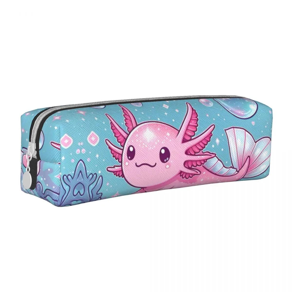 Estuches de lápices Kawaii Axolotl, salamandra mexicana, bolsa de bolígrafos de animales para niños, almacenamiento grande, suministros escolares, regalos